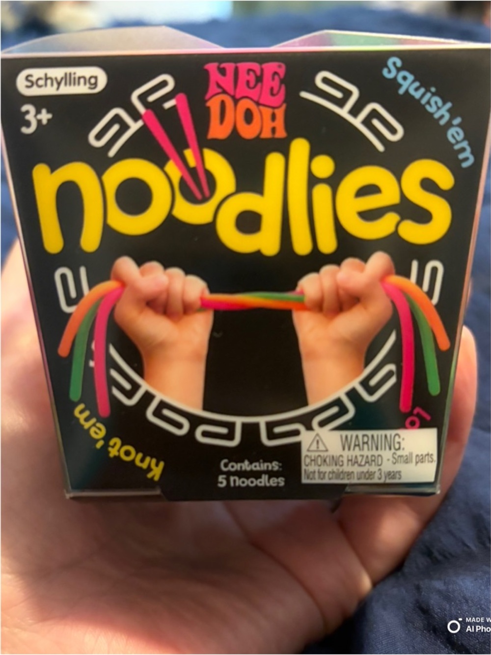 NeeDoh Noodlies Kids Stretch Toy – Multicolor (Pink, Orange, Green, Yellow)